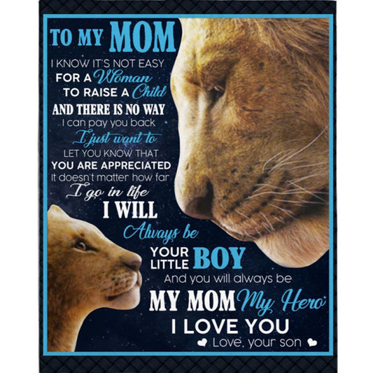 Personalized To My Mom Not Easy Woman Raise A Child You Are Appreciated I Love You Mothers Day Gift From Son Lion Black Blanket, Home Decor