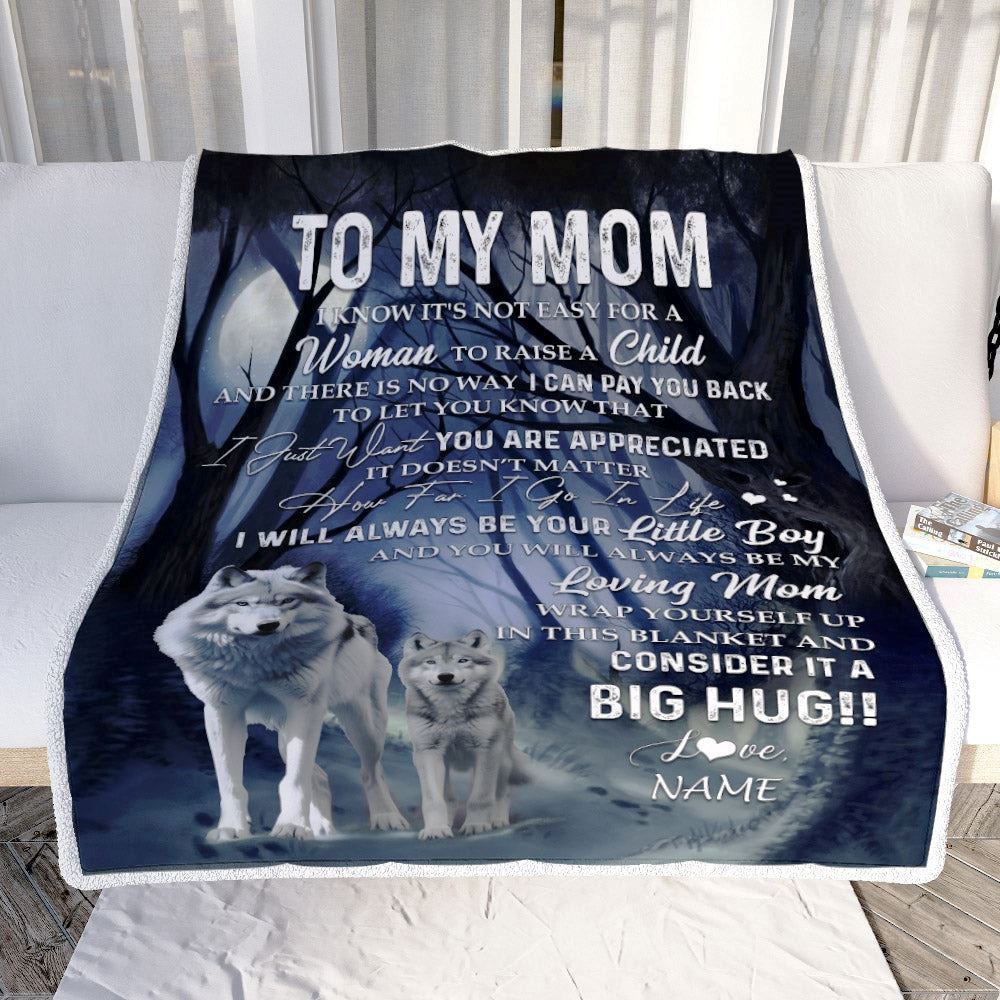 Personalized To My Mom Wolf Blanket There Is No Way I Can Pay You Back You Are Appreiated Mom Blankets, Mother's Day Blanket, Presents For Her