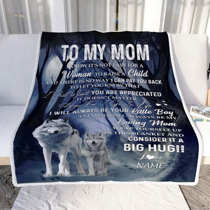 Personalized To My Mom Wolf Blanket There Is No Way I Can Pay You Back You Are Appreiated Mom Blankets, Mother's Day Blanket, Presents For Her