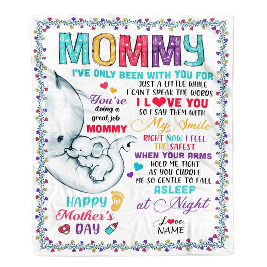 Personalized To My Mommy Blanket First Time Mom Elephant You Are Doing A Great Job Happy Blanket, Mother's Day Blanket, Presents For Her