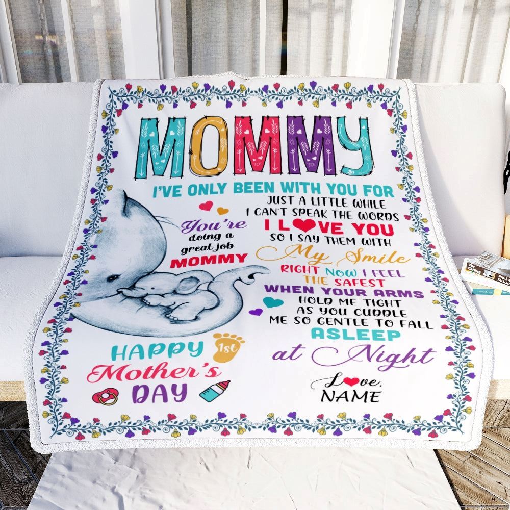 Personalized To My Mommy Blanket First Time Mom Elephant You Are Doing A Great Job Happy Blanket, Mother's Day Blanket, Presents For Her