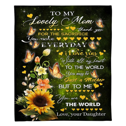 Personalized To My Mommy Blanket From Kids Butterflies Sunflowers Sacrifice Blanket, Mother's Day Blanket, Birthday Gift
