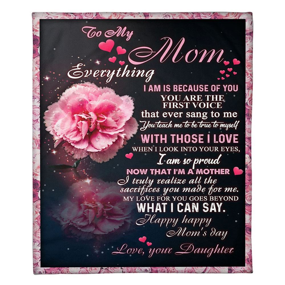 Personalized To My Mommy Blanket From Kids Pink Flowers You're The First Voice Blanket, Mother's Day Blanket, Birthday Gift