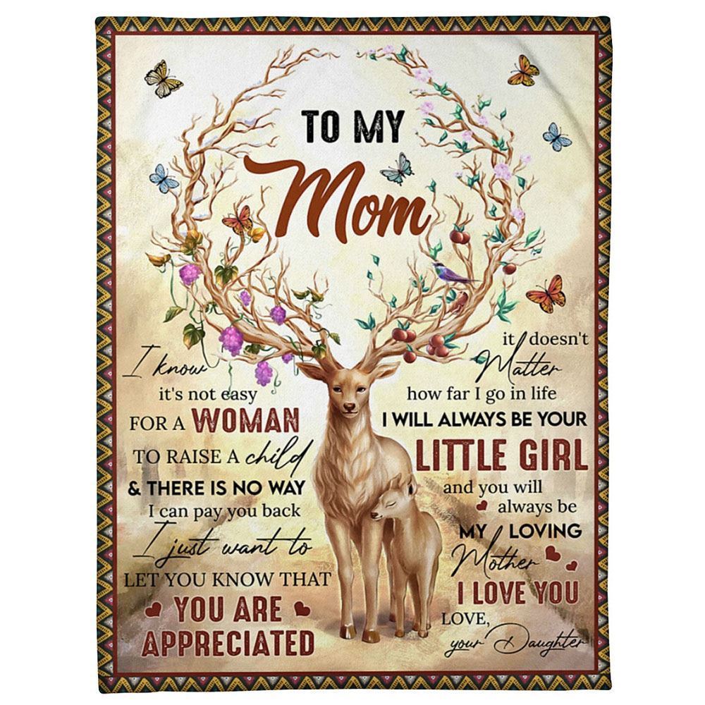Personalized To My Mommy Blanket From Kids Raise A Child Deer Butterflies Florals Blanket, Mother's Day Blanket, Birthday Gift