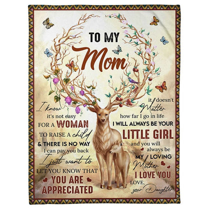 Personalized To My Mommy Blanket From Kids Raise A Child Deer Butterflies Florals Blanket, Mother's Day Blanket, Birthday Gift