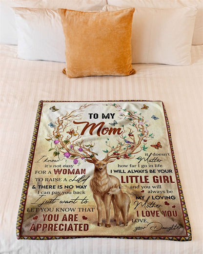 Personalized To My Mommy Blanket From Kids Raise A Child Deer Butterflies Florals Blanket, Mother's Day Blanket, Birthday Gift