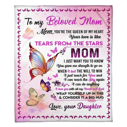 Personalized To My Mommy Blanket From Kids Tear From The Stars Butterflies Blanket, Mother's Day Blanket, Birthday Gift