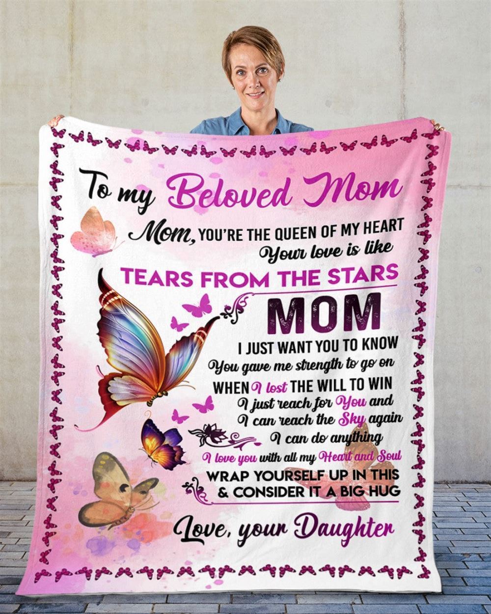 Personalized To My Mommy Blanket From Kids Tear From The Stars Butterflies Blanket, Mother's Day Blanket, Birthday Gift