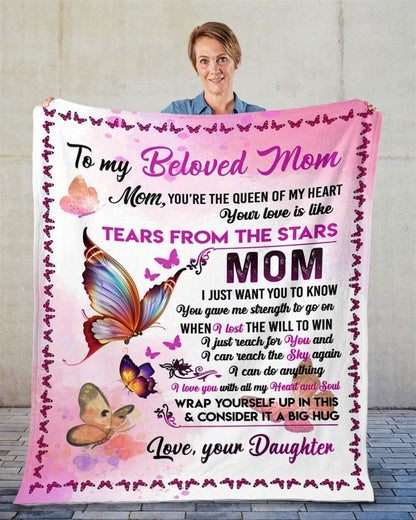 Personalized To My Mommy Blanket From Kids Tear From The Stars Butterflies Blanket, Mother's Day Blanket, Birthday Gift