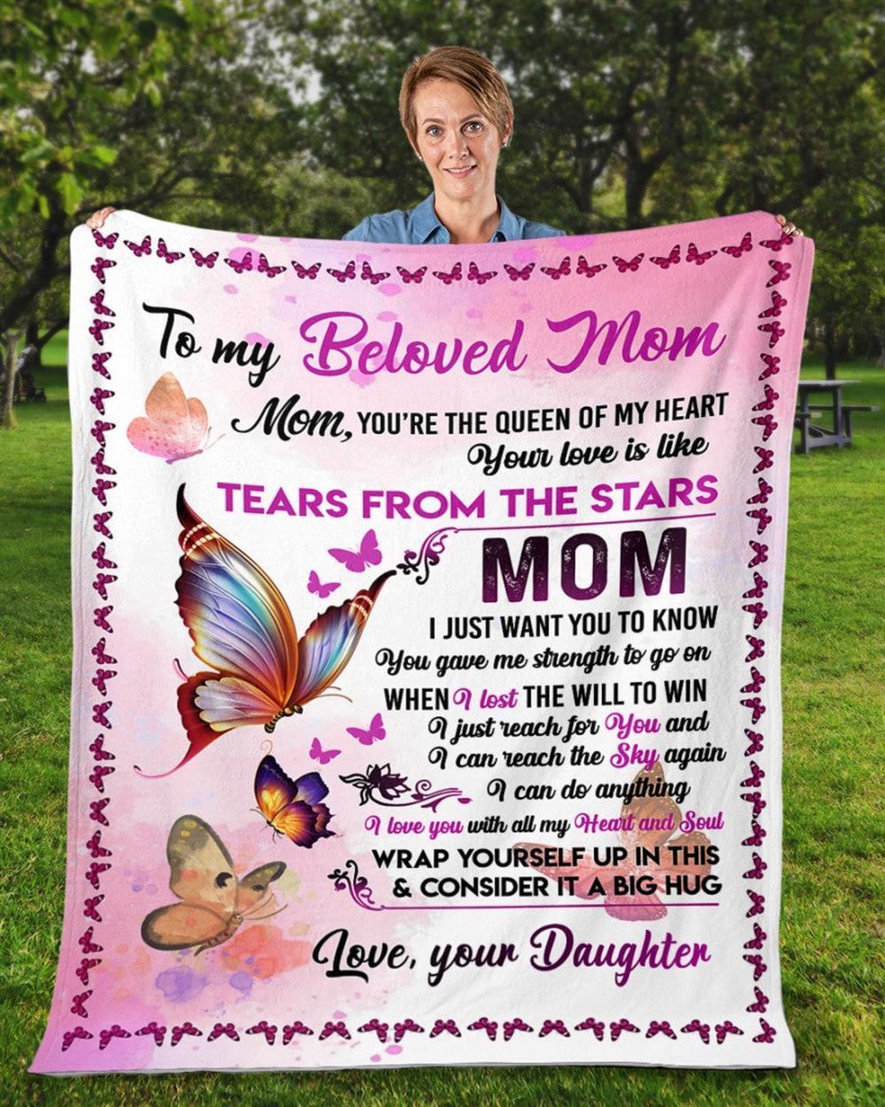 Personalized To My Mommy Blanket From Kids Tear From The Stars Butterflies Blanket, Mother's Day Blanket, Birthday Gift
