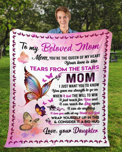 Personalized To My Mommy Blanket From Kids Tear From The Stars Butterflies Blanket, Mother's Day Blanket, Birthday Gift