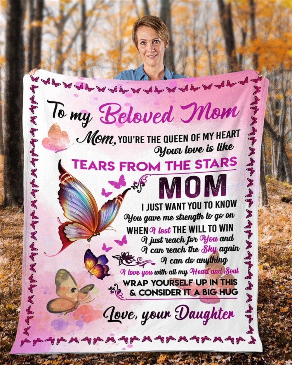 Personalized To My Mommy Blanket From Kids Tear From The Stars Butterflies Blanket, Mother's Day Blanket, Birthday Gift