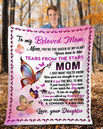Personalized To My Mommy Blanket From Kids Tear From The Stars Butterflies Blanket, Mother's Day Blanket, Birthday Gift