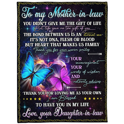 Personalized To My Mother-In-Law Blanket Butterflies Life Gave Me The Gifts Of You Blanket, Mother's Day Blanket, Birthday Gift