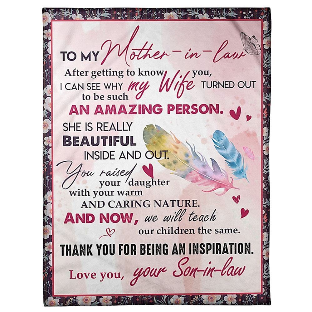 Personalized To My Mother-In-Law Blanket Feather After Getting To Know You Blanket, Mother's Day Blanket, Birthday Gift
