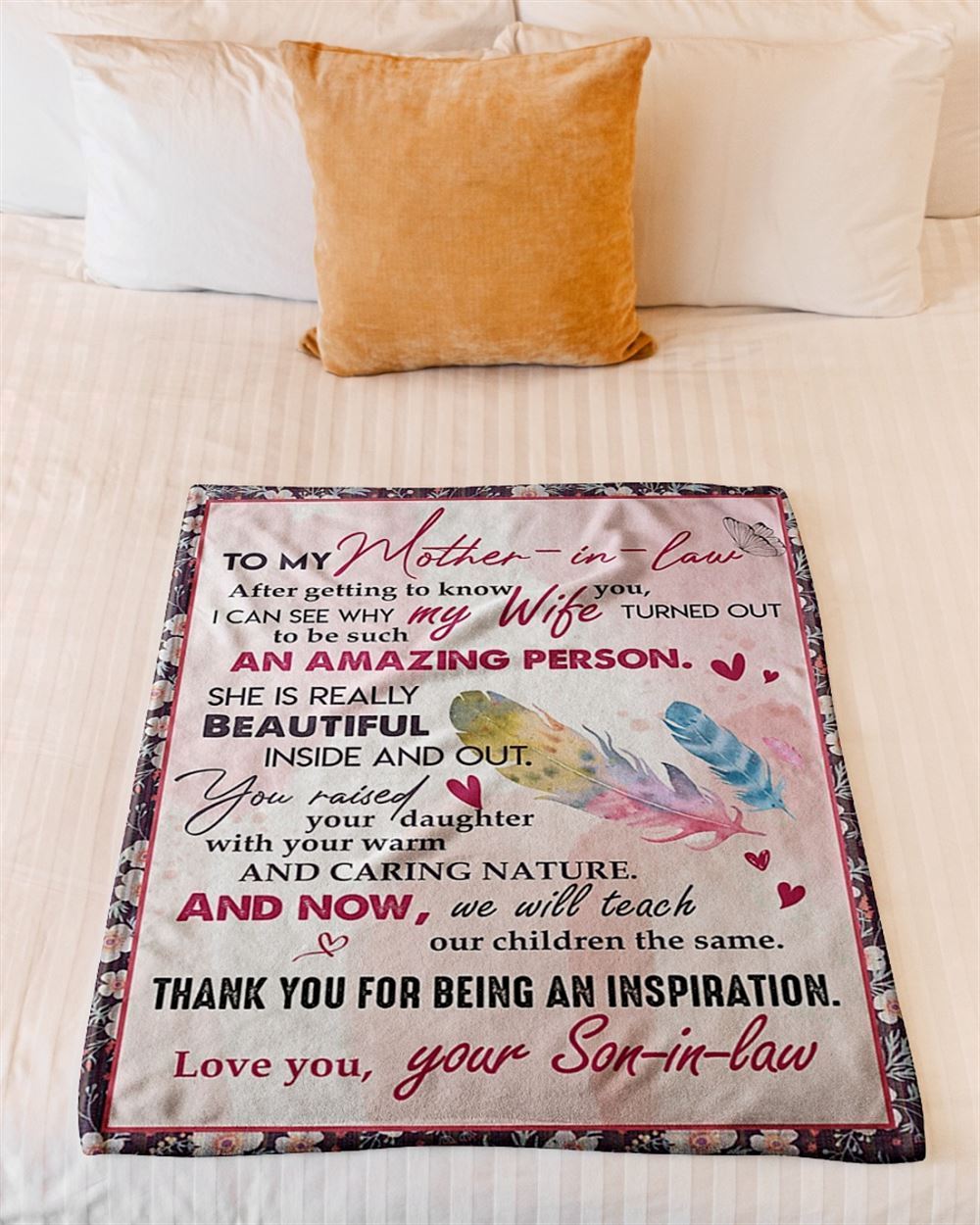 Personalized To My Mother-In-Law Blanket Feather After Getting To Know You Blanket, Mother's Day Blanket, Birthday Gift