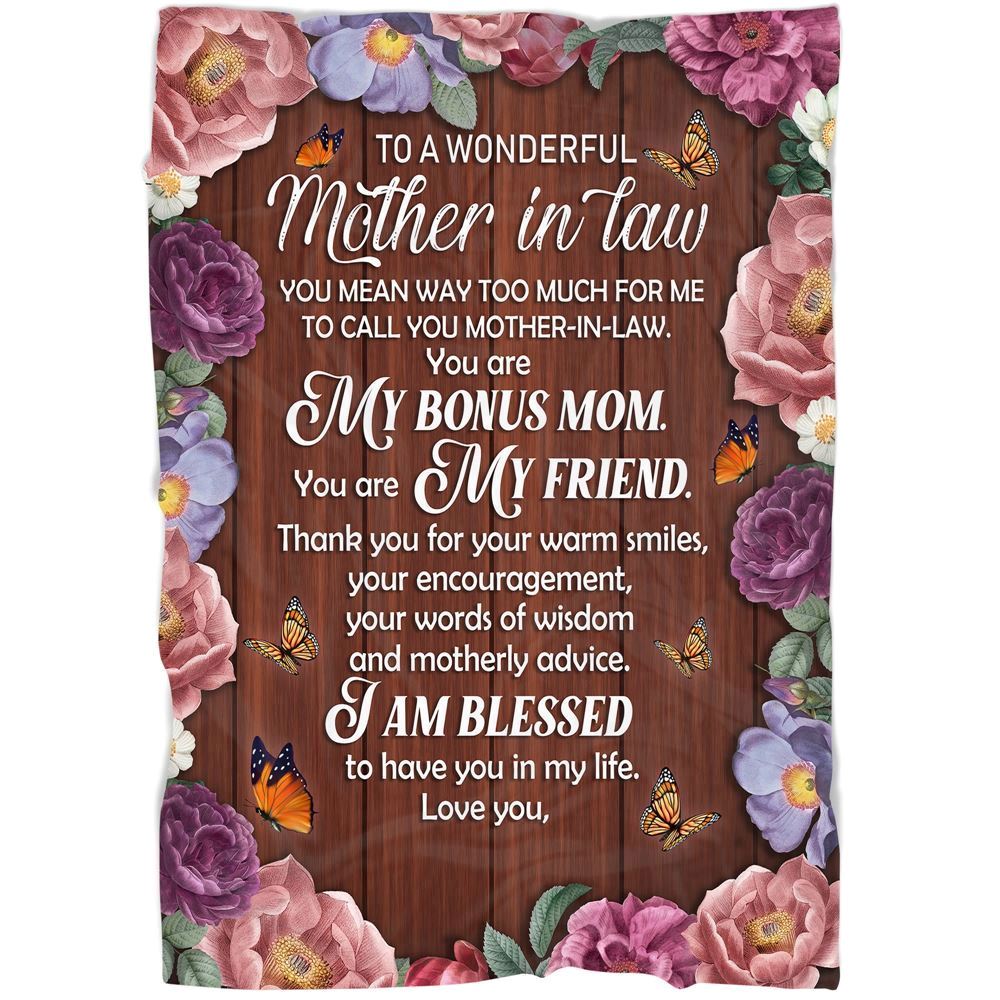 Personalized To My Mother-In-Law Blanket Flower Butterflies You Are My Friend Blanket, Mother's Day Blanket, Birthday Gift