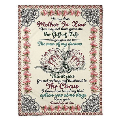 Personalized To My Mother-In-Law Blanket Flower You Gave Me The Man Of My Dreams Blanket, Mother's Day Blanket, Birthday Gift