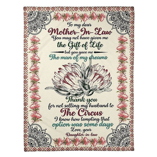 Personalized To My Mother-In-Law Blanket Flower You Gave Me The Man Of My Dreams Blanket, Mother's Day Blanket, Birthday Gift