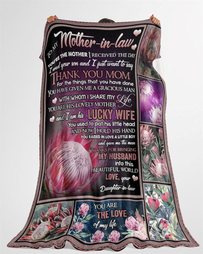 Personalized To My Mother-In-Law Blanket Flower You Have Given Me A Gracious Man Blanket, Mother's Day Blanket, Birthday Gift