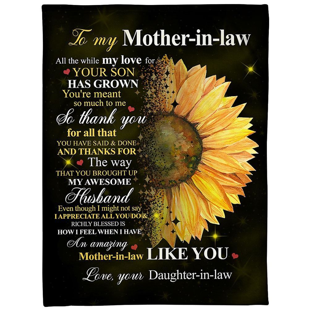 Personalized To My Mother-In-Law Blanket Haft Of Sunflower All The While My Love Blanket, Mother's Day Blanket, Birthday Gift