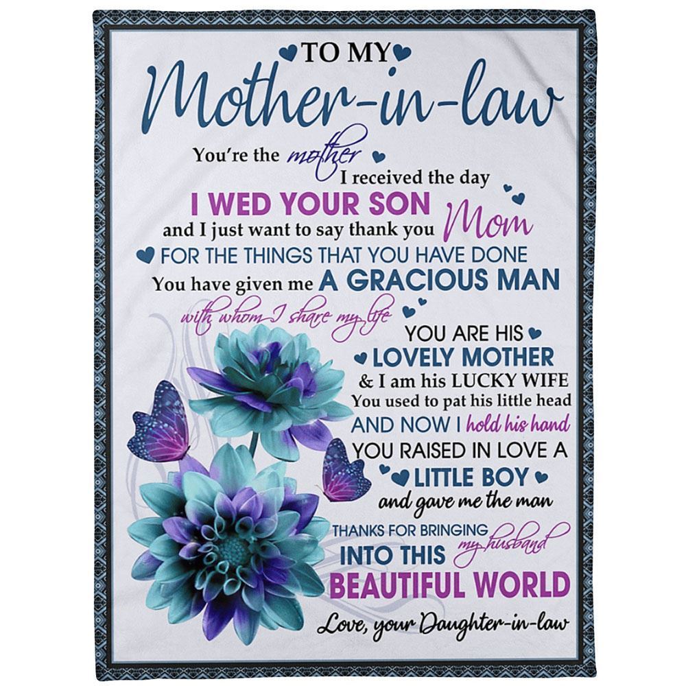 Personalized To My Mother-In-Law Blanket I Just Want To Say Thank You Flower Butterflies Blanket, Mother's Day Blanket, Birthday Gift