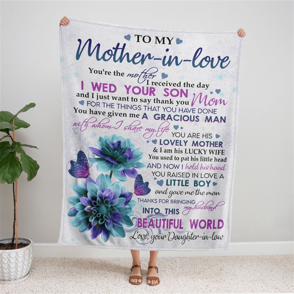 Personalized To My Mother-In-Law Blanket I Just Want To Say Thank You Flower Butterflies Blanket, Mother's Day Blanket, Birthday Gift