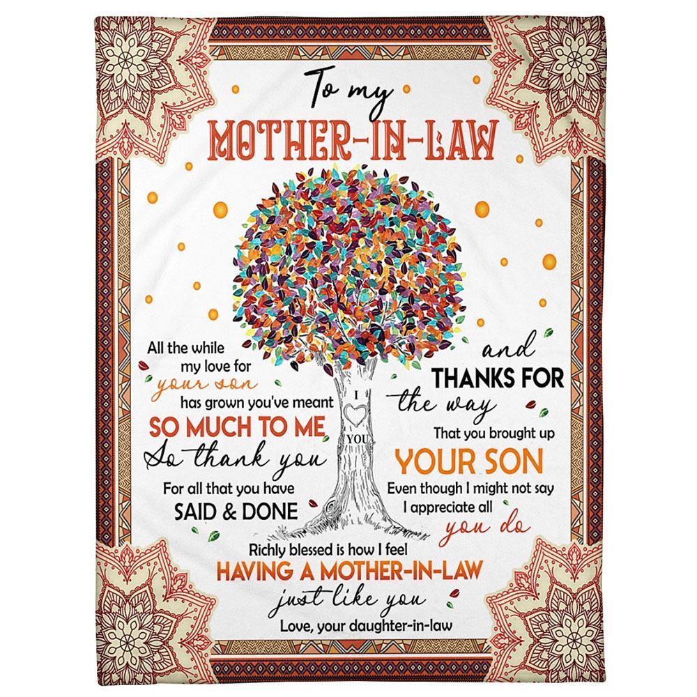 Personalized To My Mother-In-Law Blanket Mandala Tree My Love For Your Son Blanket, Mother's Day Blanket, Birthday Gift