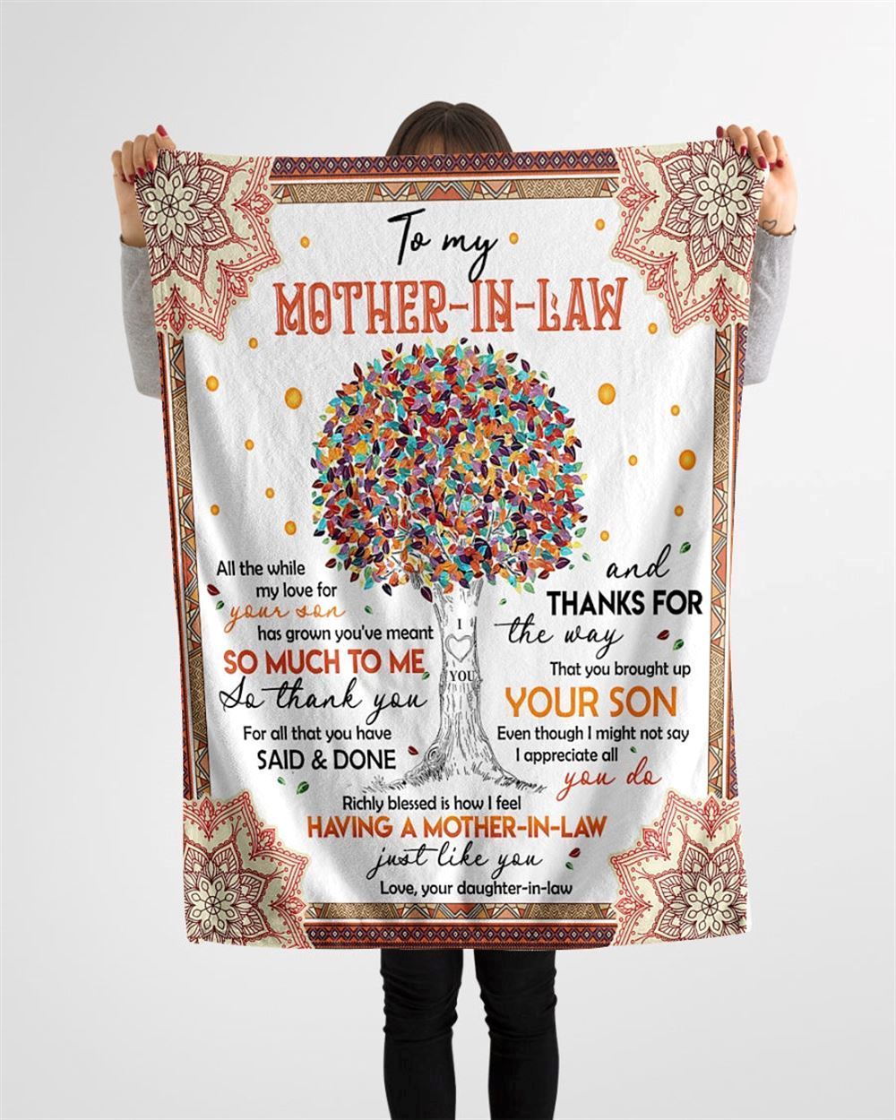 Personalized To My Mother-In-Law Blanket Mandala Tree My Love For Your Son Blanket, Mother's Day Blanket, Birthday Gift