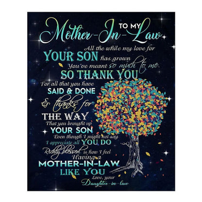 Personalized To My Mother-In-Law Blanket Thank You For All That You Have Said & Done Blanket, Mother's Day Blanket, Birthday Gift