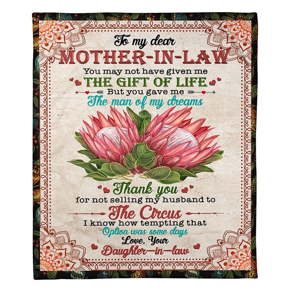 Personalized To My Mother-In-Law Blanket Thank You For Not Selling My Husband Flower Blanket, Mother's Day Blanket, Birthday Gift