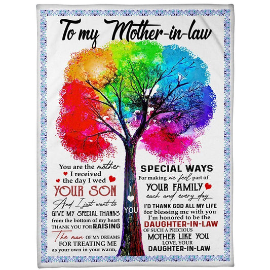 Personalized To My Mother-In-Law Blanket Tree Thank You For Treating Me As Your Own Blanket, Mother's Day Blanket, Birthday Gift