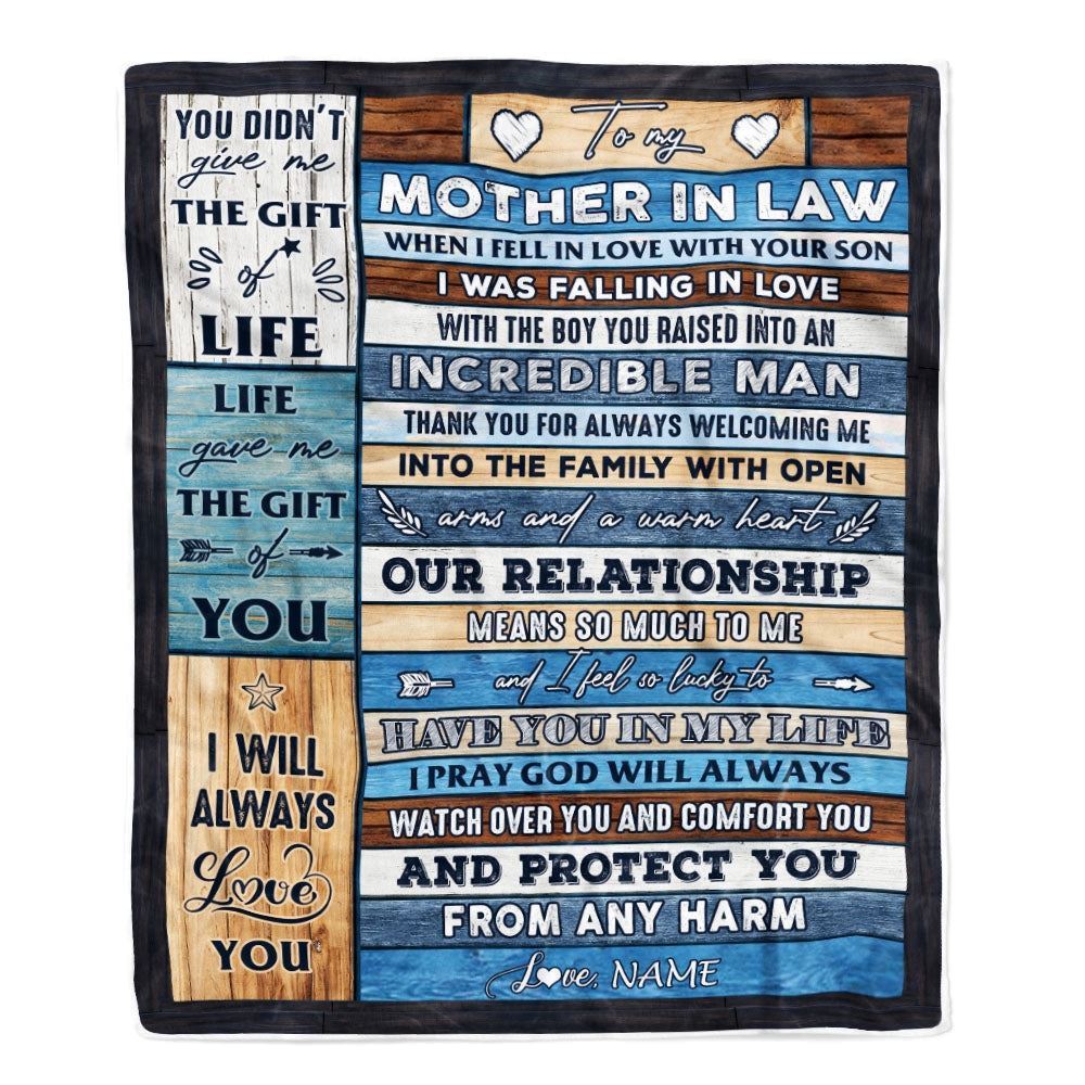 Personalized To My Mother In Law Blanket From Daughter Wood Always Love You Blanket, Mother's Day Blanket, Presents For Her