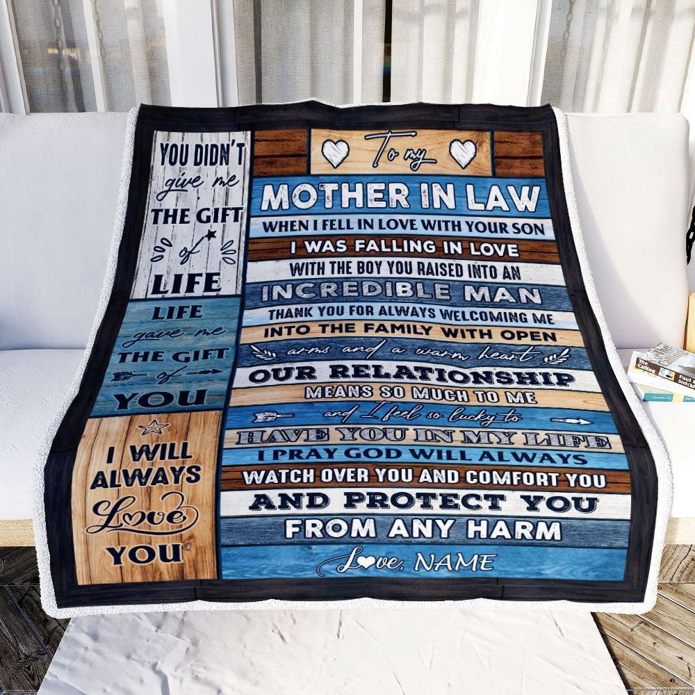 Personalized To My Mother In Law Blanket From Daughter Wood Always Love You Blanket, Mother's Day Blanket, Presents For Her