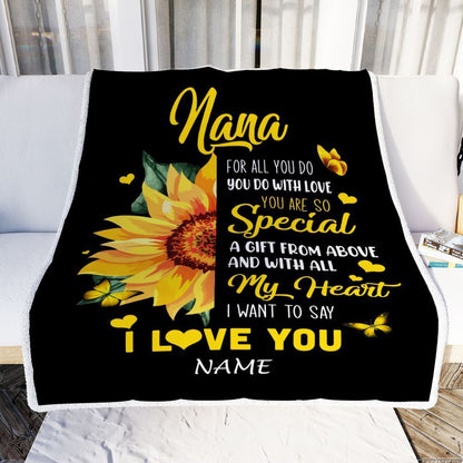 Personalized To My Nana Blanket From Grandkids Granddaughter I Want To Say I Love You Blanket, Mother's Day Blanket, Presents For Her