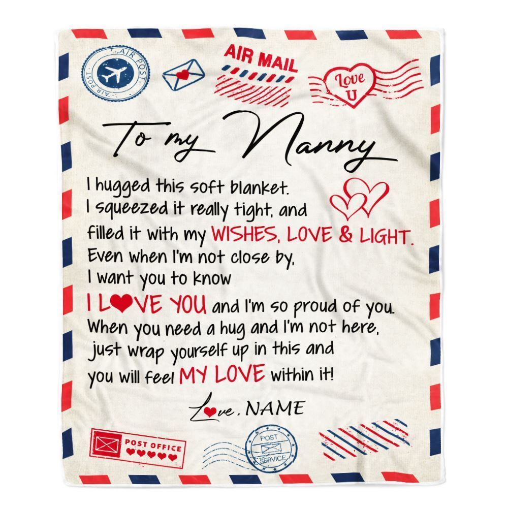 Personalized To My Nanny Blanket From Kids Air Mail Letter I Love You Blanket, Mother's Day Blanket, Presents For Her