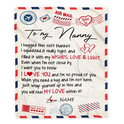 Personalized To My Nanny Blanket From Kids Air Mail Letter I Love You Blanket, Mother's Day Blanket, Presents For Her