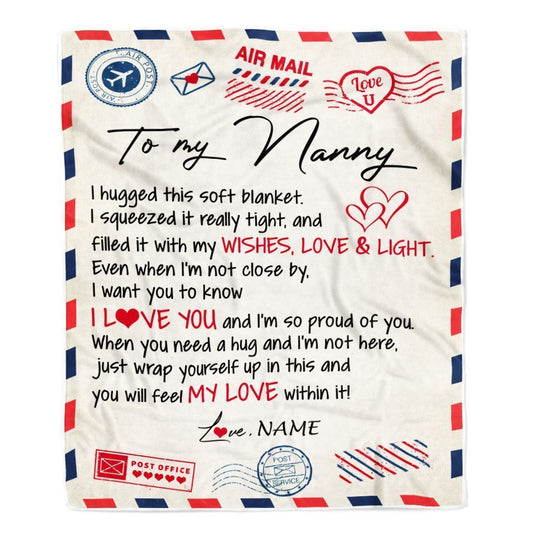 Personalized To My Nanny Blanket From Kids Air Mail Letter I Love You Blanket, Mother's Day Blanket, Presents For Her