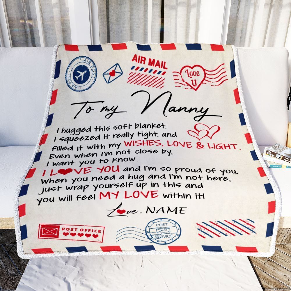 Personalized To My Nanny Blanket From Kids Air Mail Letter I Love You Blanket, Mother's Day Blanket, Presents For Her