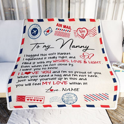 Personalized To My Nanny Blanket From Kids Air Mail Letter I Love You Blanket, Mother's Day Blanket, Presents For Her