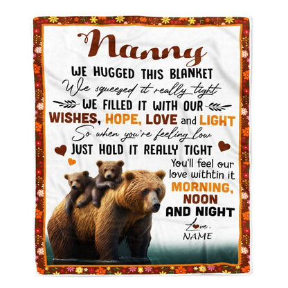 Personalized To My Nanny Blanket From Kids Bear I Love You Blanket, Mother's Day Blanket, Presents For Her