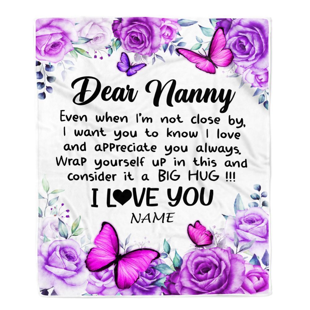 Personalized To My Nanny Blanket From Kids Butterfly Love And Appreciate Blanket, Mother's Day Blanket, Presents For Her