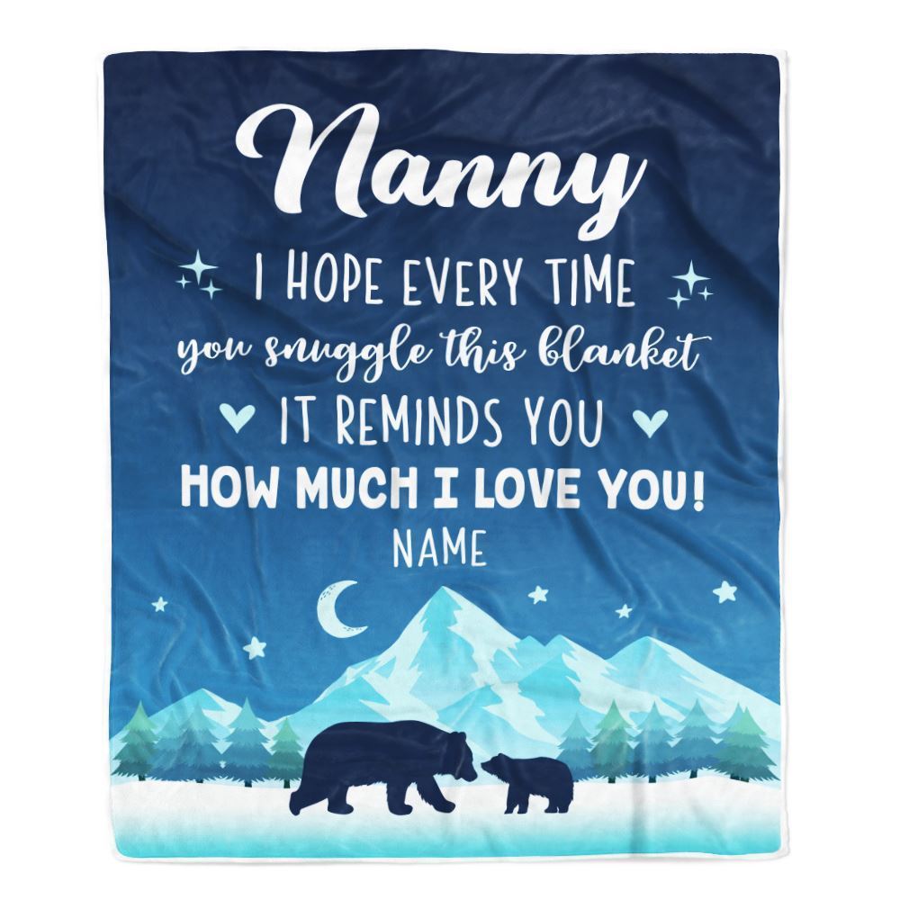 Personalized To My Nanny Blanket From Kids I Hope Every Time Bear Blanket, Mother's Day Blanket, Presents For Her