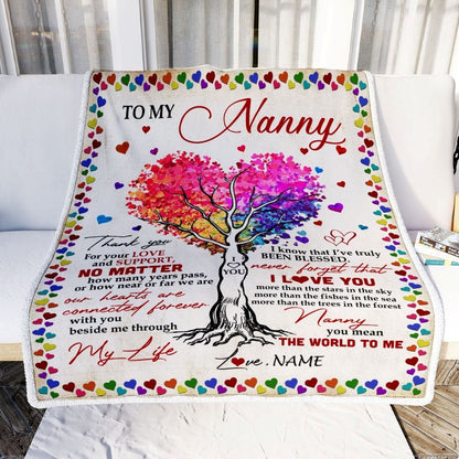 Personalized To My Nanny Blanket From Kids Never Forget That I Love You You Mean The World to Me Blanket, Mother's Day Blanket, Presents For Her