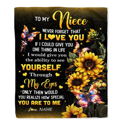 Personalized To My Niece Blanket From Aunt Uncle Sunflower Never Forget That I Love You Niece Blanket, Mother's Day Blanket, Presents For Her