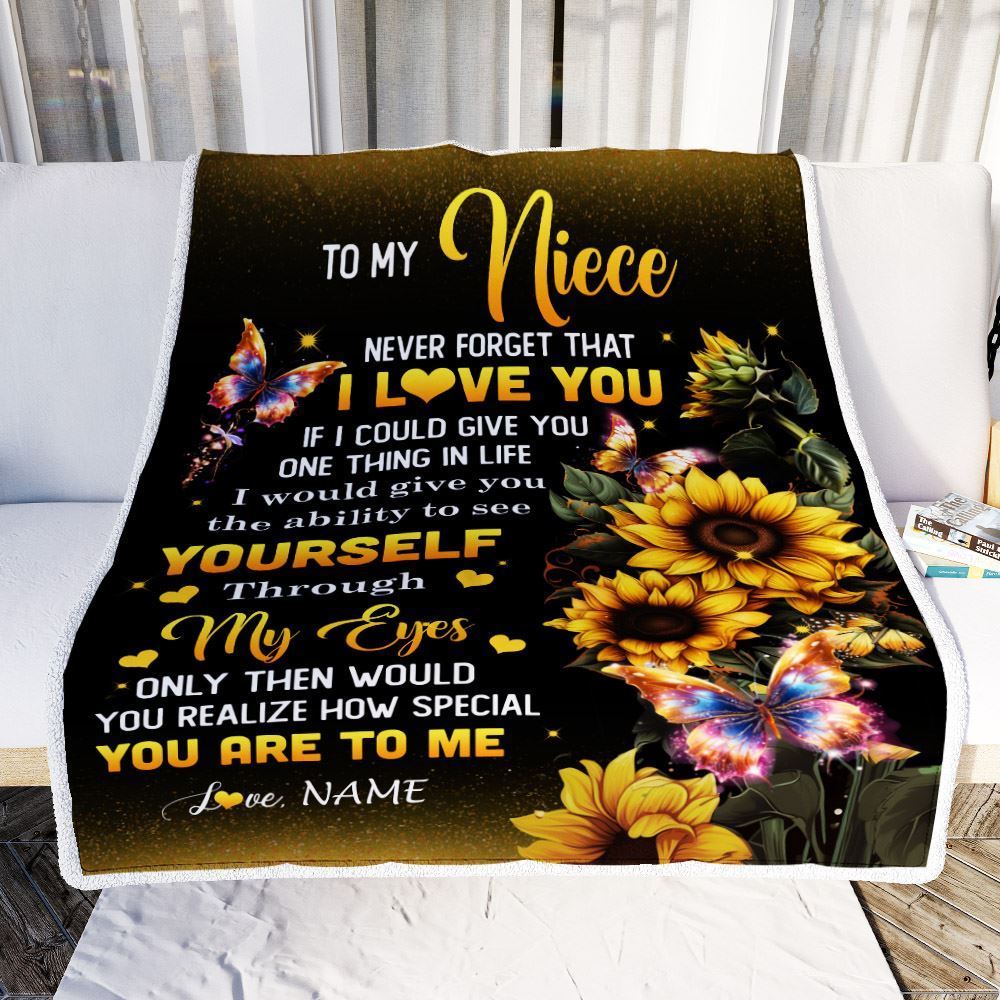 Personalized To My Niece Blanket From Aunt Uncle Sunflower Never Forget That I Love You Niece Blanket, Mother's Day Blanket, Presents For Her