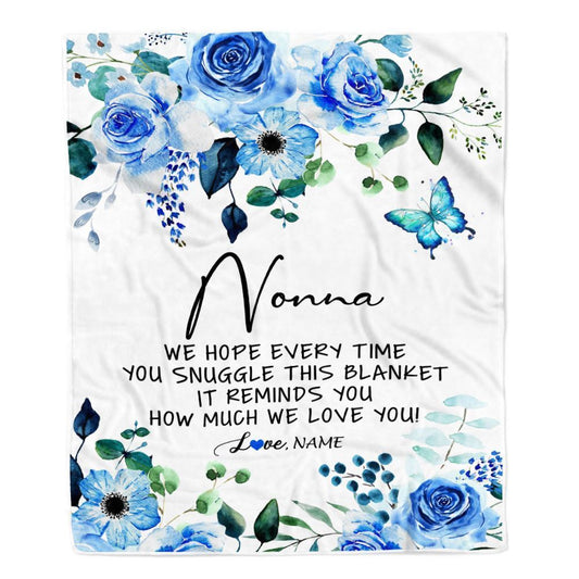Personalized To My Nonna Blanket From Grandkids Floral How Much We Love You Blanket, Mother's Day Blanket, Presents For Her