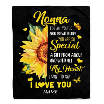 Personalized To My Nonna Blanket From Grandkids Granddaughter I Want To Say I Love You Sunfower Blanket, Mother's Day Blanket, Presents For Her