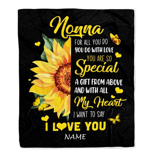 Personalized To My Nonna Blanket From Grandkids Granddaughter I Want To Say I Love You Sunfower Blanket, Mother's Day Blanket, Presents For Her
