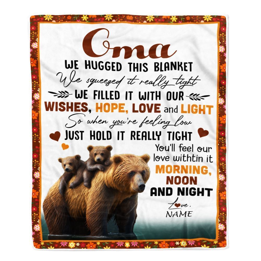 Personalized To My Oma Blanket From Granddaughter Grandson Bear I Love You Blanket, Mother's Day Blanket, Presents For Her